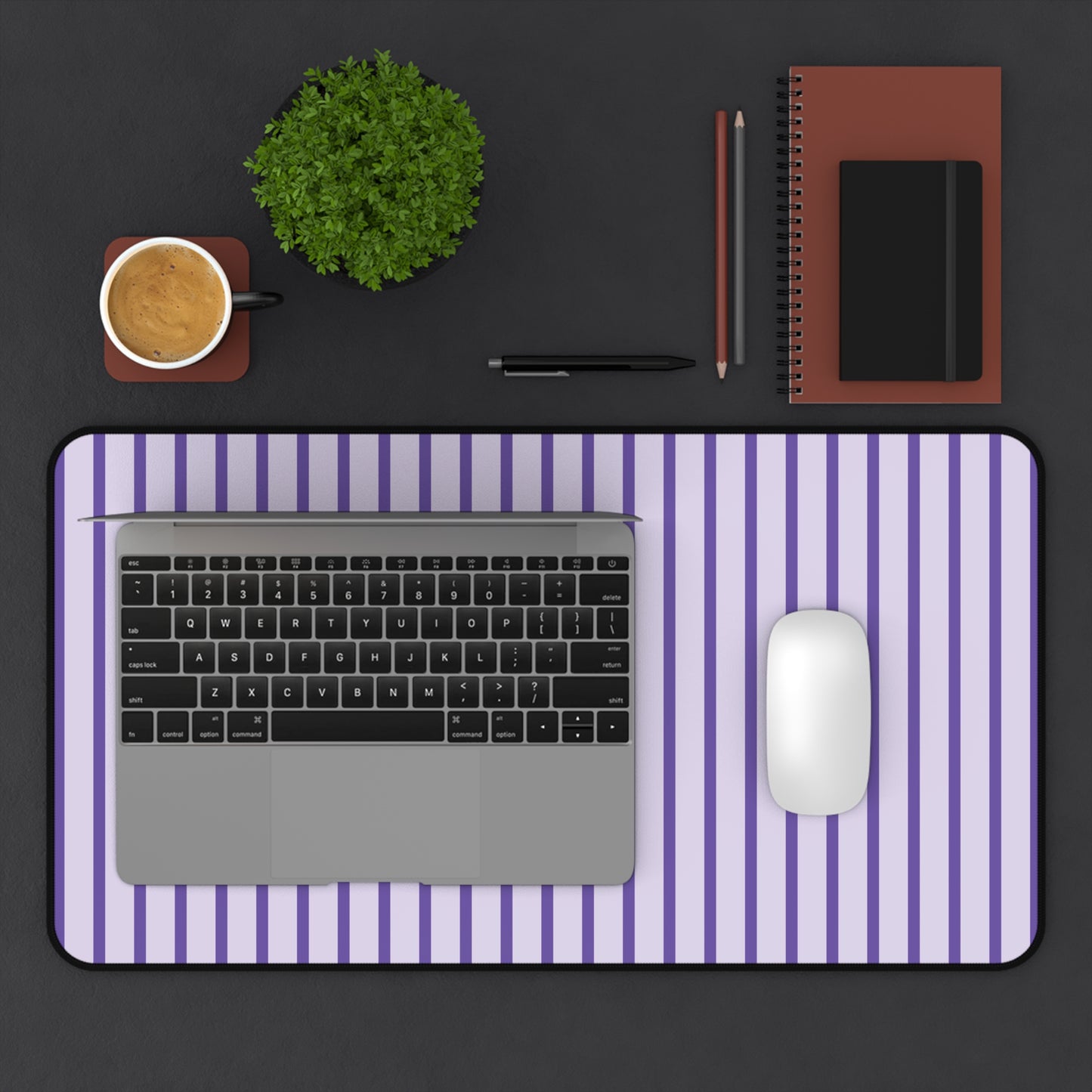 Purple Stripe Desk Mat – Lavender Mouse Pad