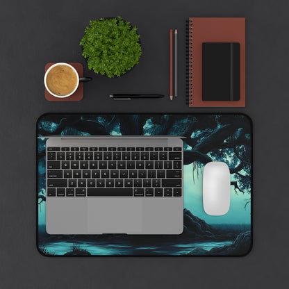 Eerie Moonlit Tree Desk Mat: Gothic Fantasy Desk Pad