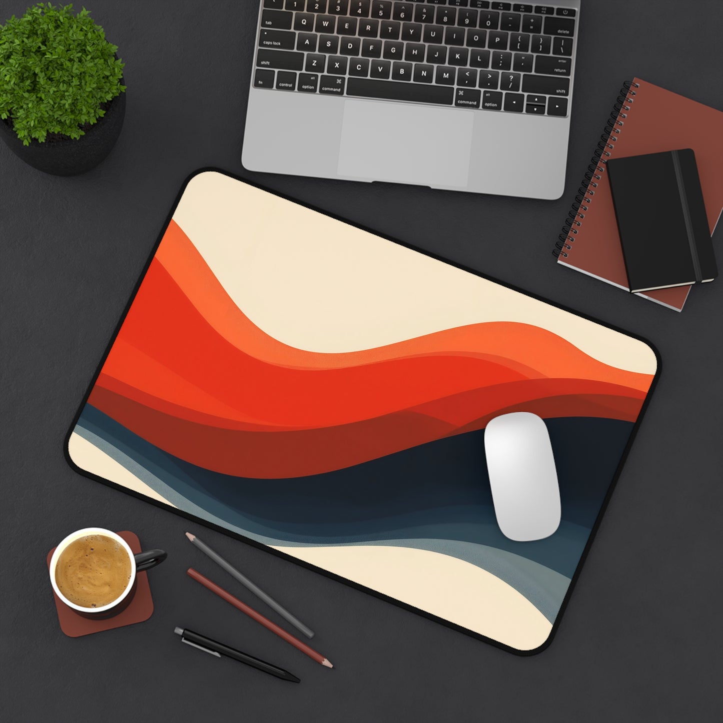 Abstract Sunset Desk Mat — Retro Wave Mousepad