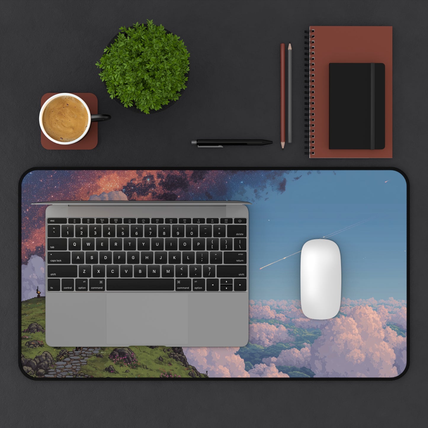Pixel Art Desk Mat: Serene Observatory Mouse Pad