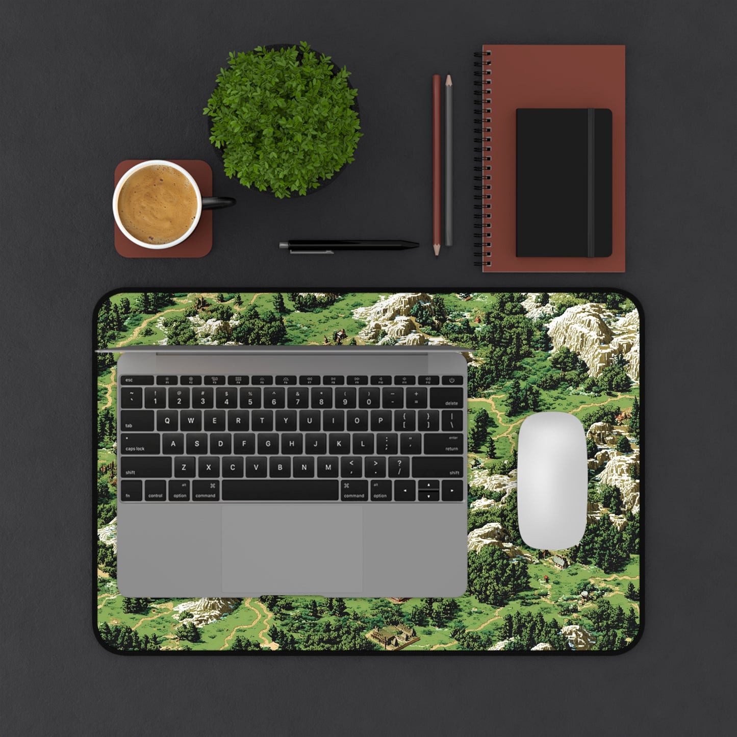 Pixel Art Fantasy Map Desk Pad: Retro RPG Keyboard Mat