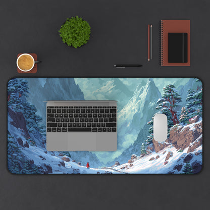 Pixel Art Desk Mat: Snowy Mountain Mouse Pad XXL