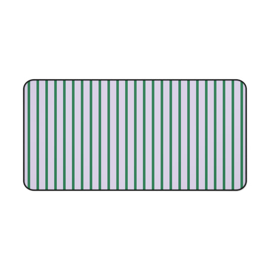 Pastel Purple and Green Stripes Desk Mat