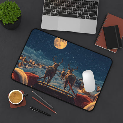 Christmas Night Desk Mat, Snow Holiday Office Decor