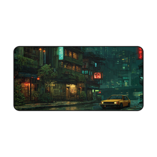 Cyberpunk City Mouse Pad Pixel Art Style