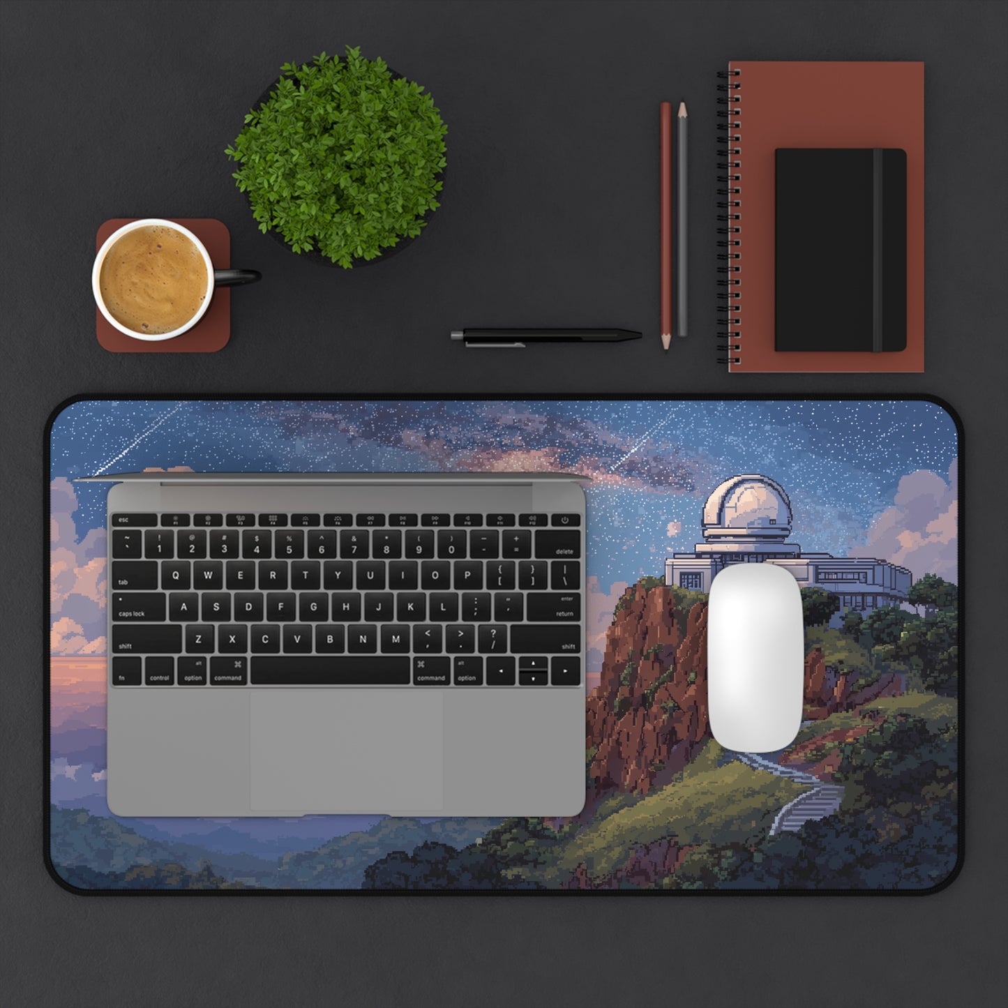 Pixel Art Desk Mat: Galaxy Observatory Mouse Pad