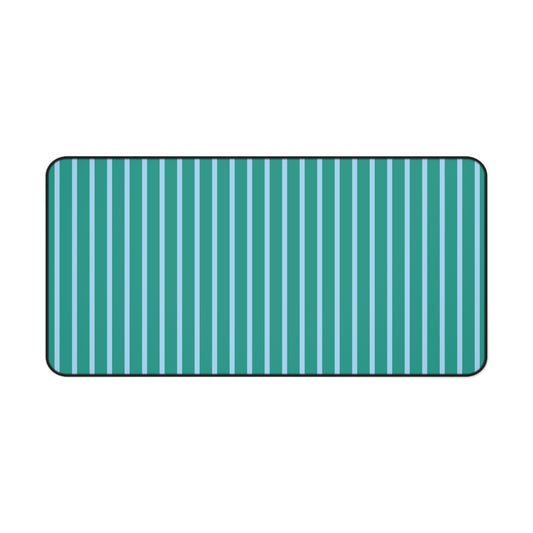 Teal and Light Blue Striped Desk Mat