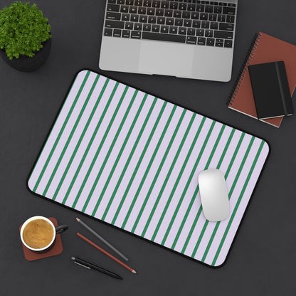 Pastel Purple and Green Stripes Desk Mat