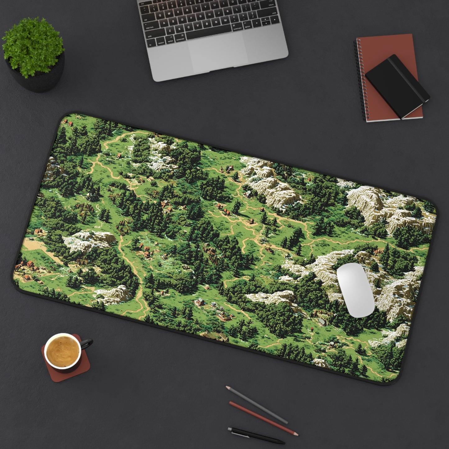 Pixel Art Fantasy Map Desk Pad: Retro RPG Keyboard Mat