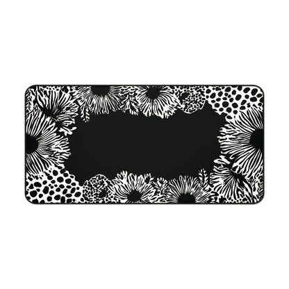 Abstract Flower Desk Mat: Modern Black & White Design