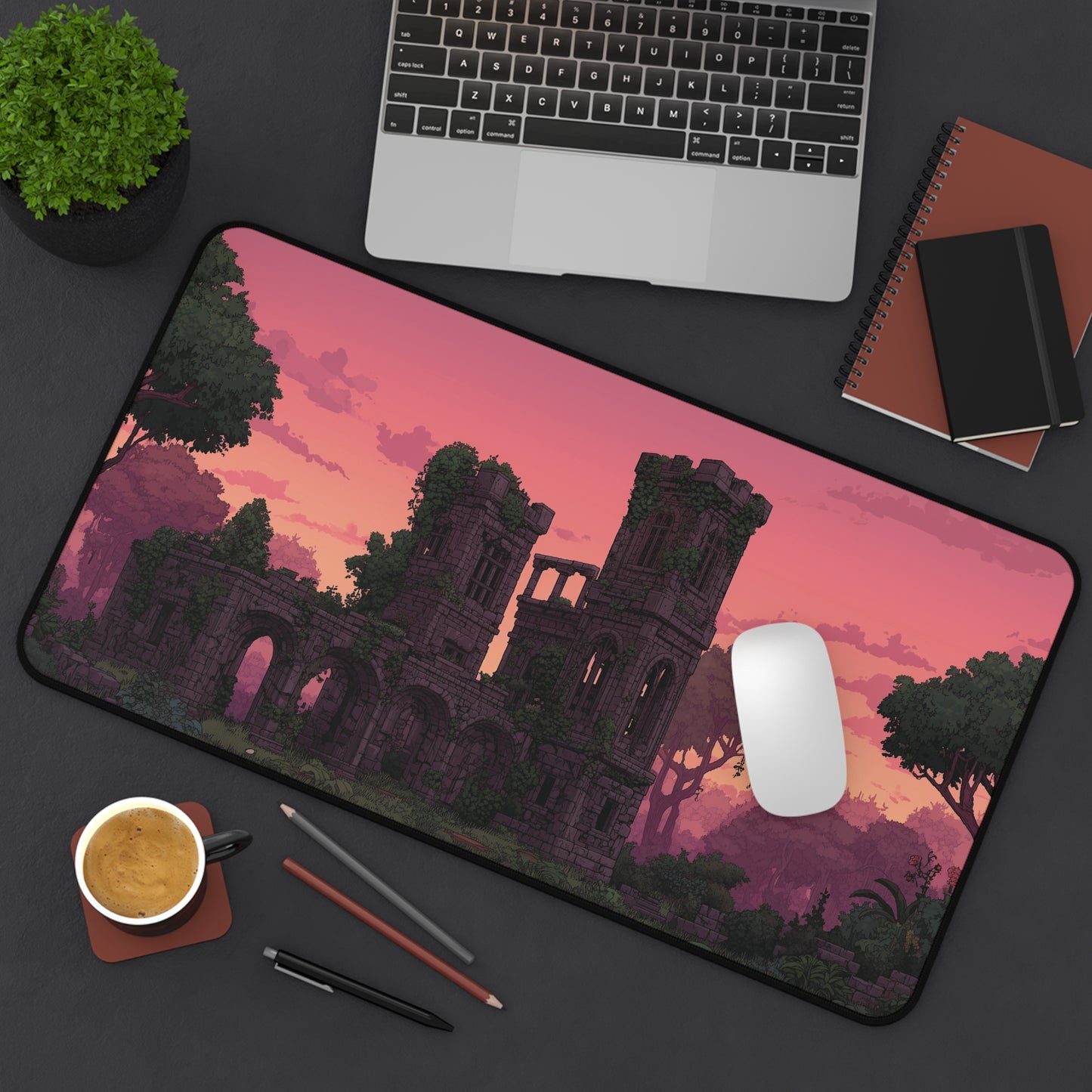 Ancient Castle Keyboard Mat Pixel Art Style