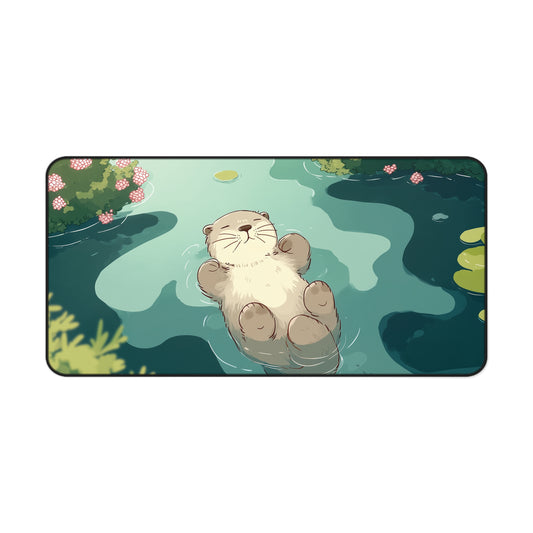 Otter Desk Mat Kawaii, Cute Serene Mouse Pad for Otter Lovers