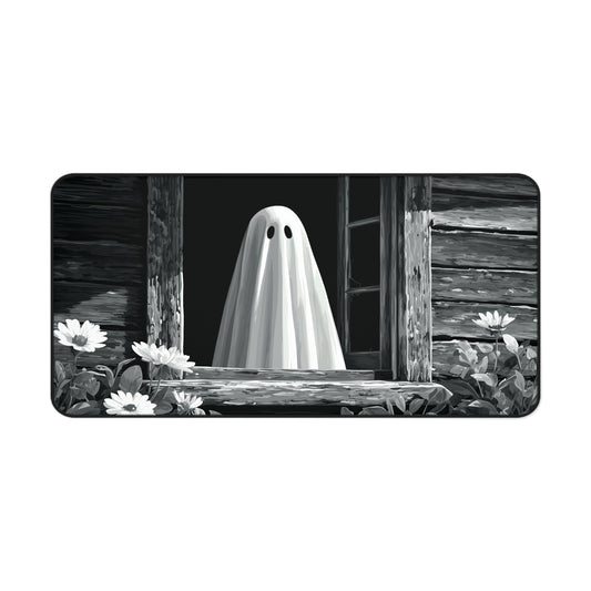 Black and White Ghost Desk Mat for Halloween Office Decor