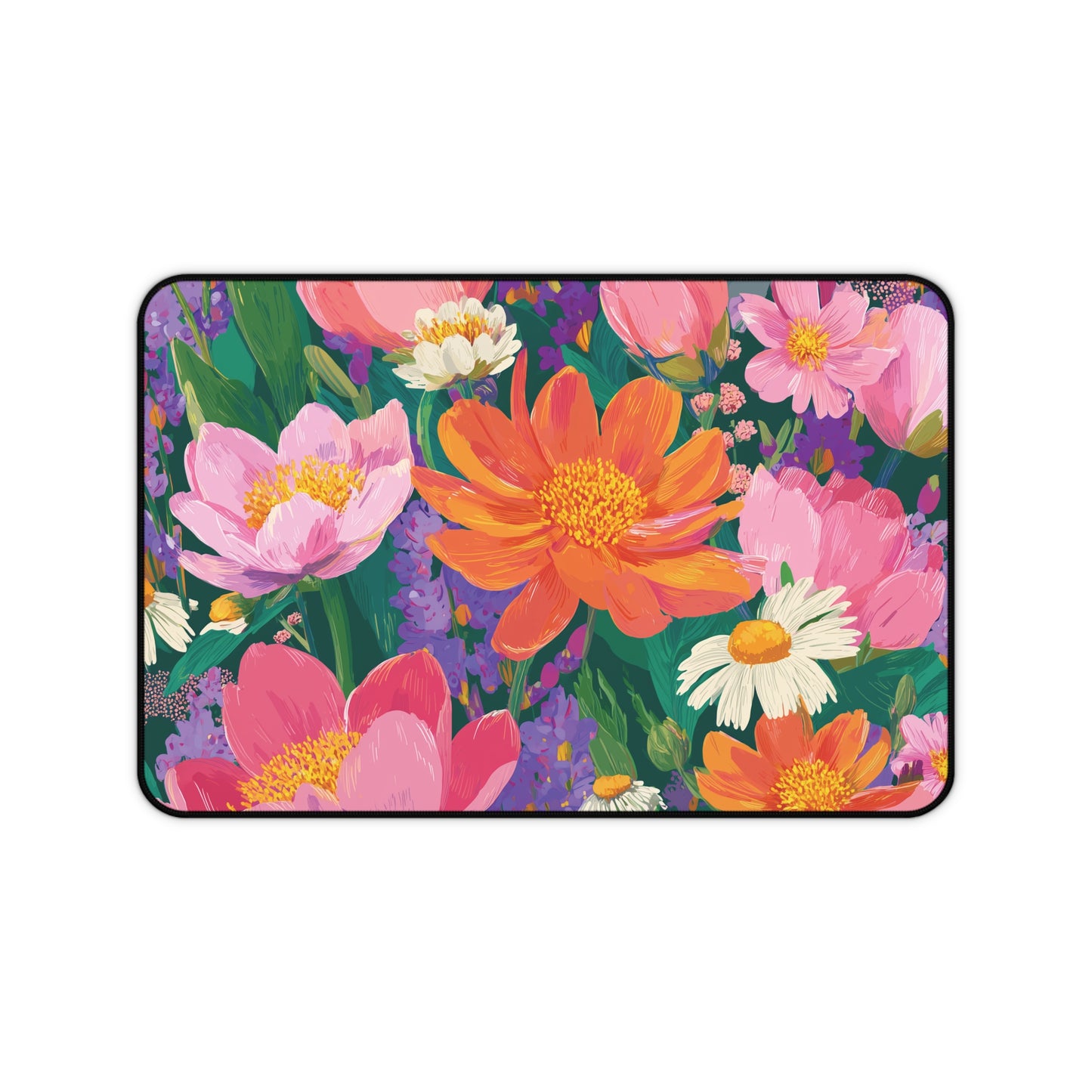 Colorful Wildflower Desk Mat, Painting Flowers Mouse Pad