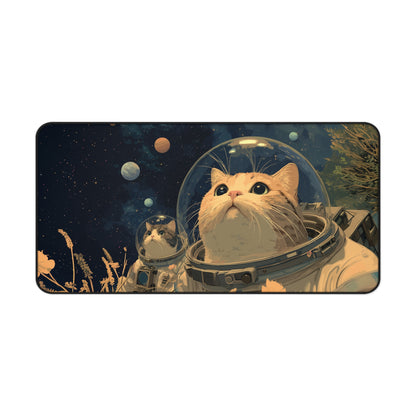 Funny Astronaut Cats Desk Mat for Gaming & Office Decor
