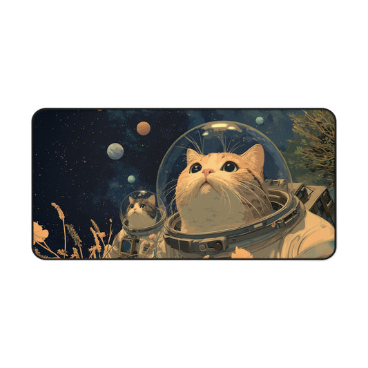 Funny Astronaut Cats Desk Mat for Gaming & Office Decor
