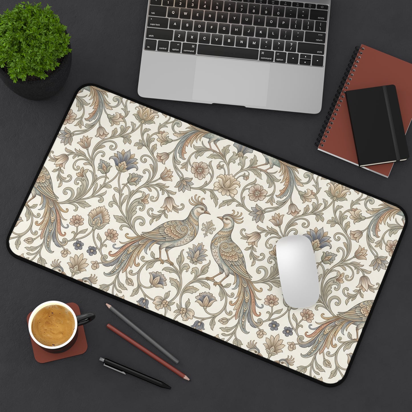 William Morris Desk Mat: Vintage Peacock Mouse Pad