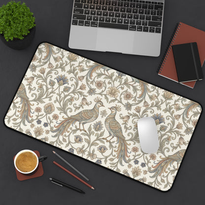 William Morris Desk Mat: Vintage Peacock Mouse Pad