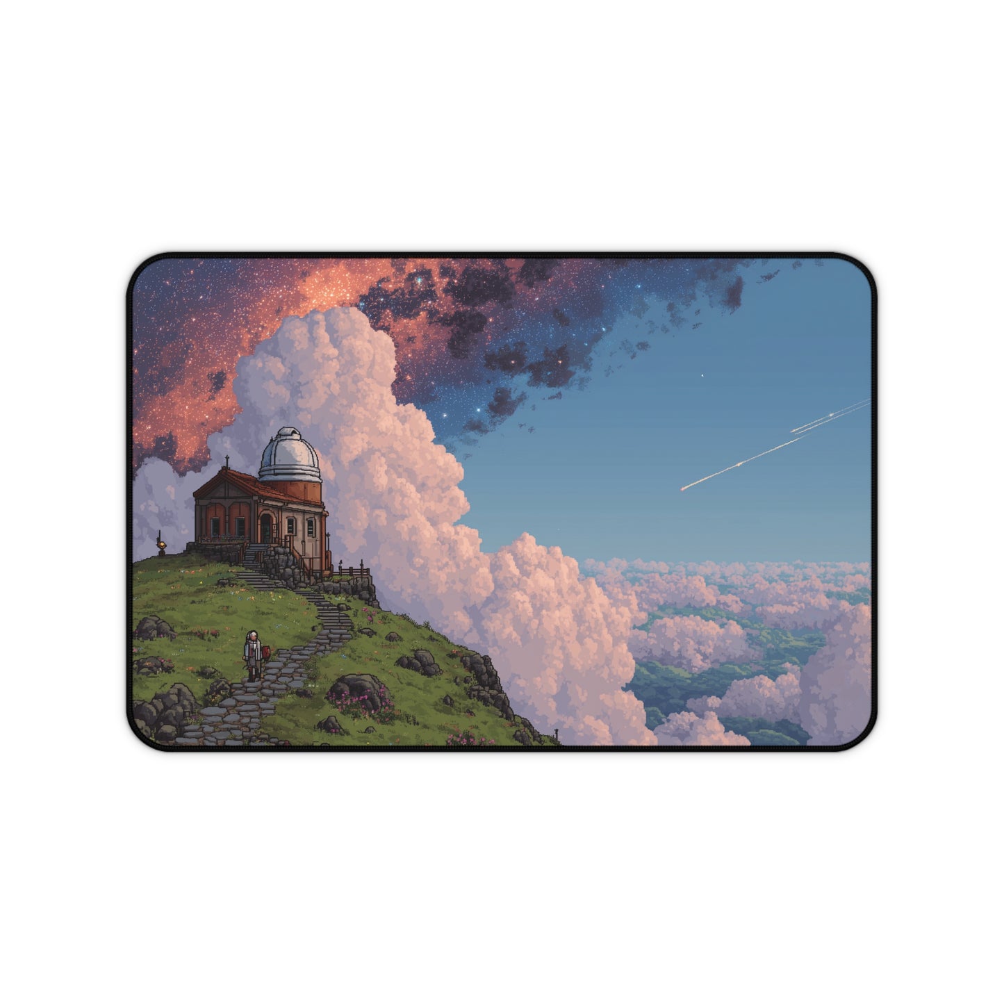 Pixel Art Desk Mat: Serene Observatory Mouse Pad