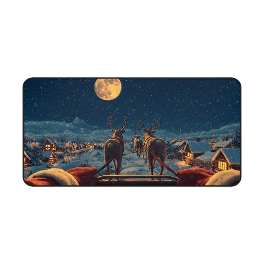 Christmas Night Desk Mat, Snow Holiday Office Decor