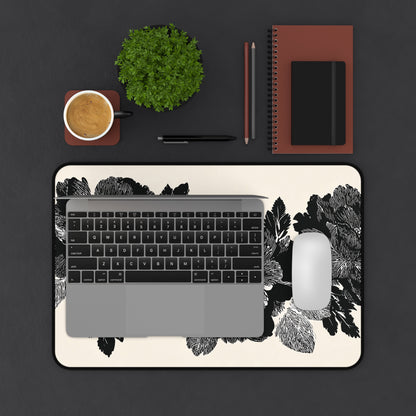 Beige and Black Dark Cottagecore Moody Floral Desk Mat
