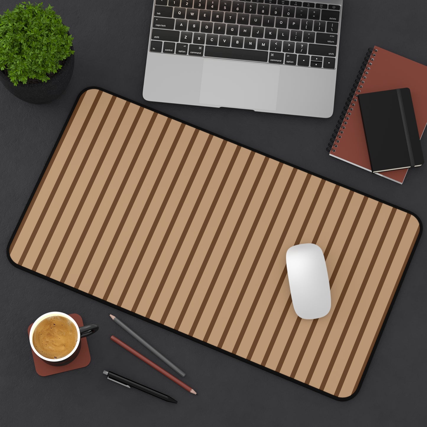 Striped Brown Desk Mat