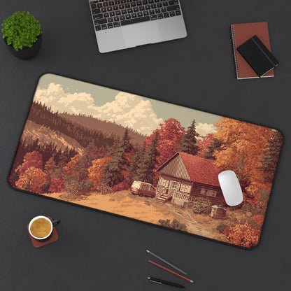 Pixel Art Forest Desk Mat, Fall Gaming Keyboard Mat