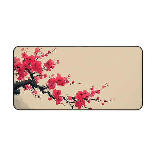 Cherry Blossom Desk Mat: Minimalist Japanese Sakura Mouse Pad