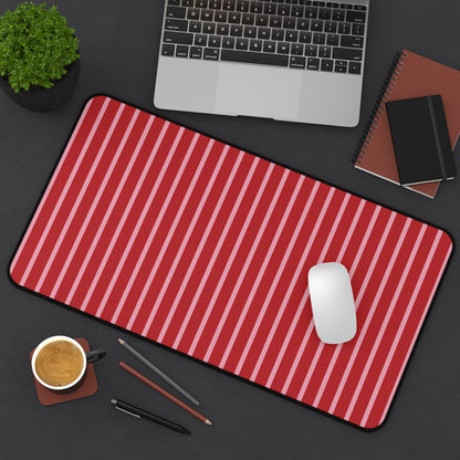 Red and Pink Striped Desk Mat — Large Modern Mousepad