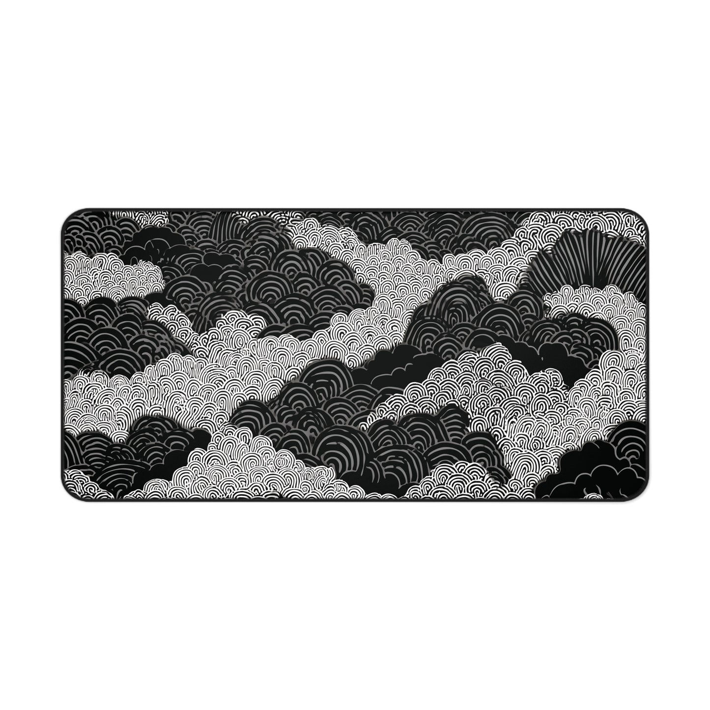 Zen Clouds Desk Mat: Black & White Mouse Pad