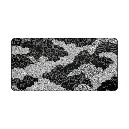 Zen Clouds Desk Mat: Black & White Mouse Pad