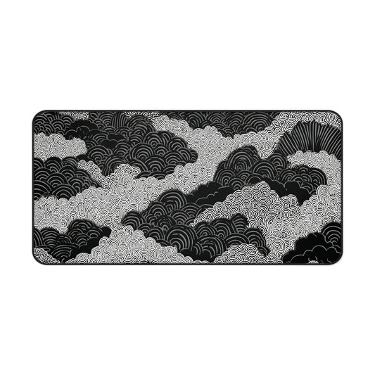 Zen Clouds Desk Mat: Black & White Mouse Pad