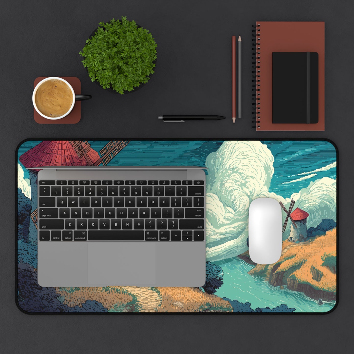 Pixel Art Desk Mat: Country Windmill Mouse Pad