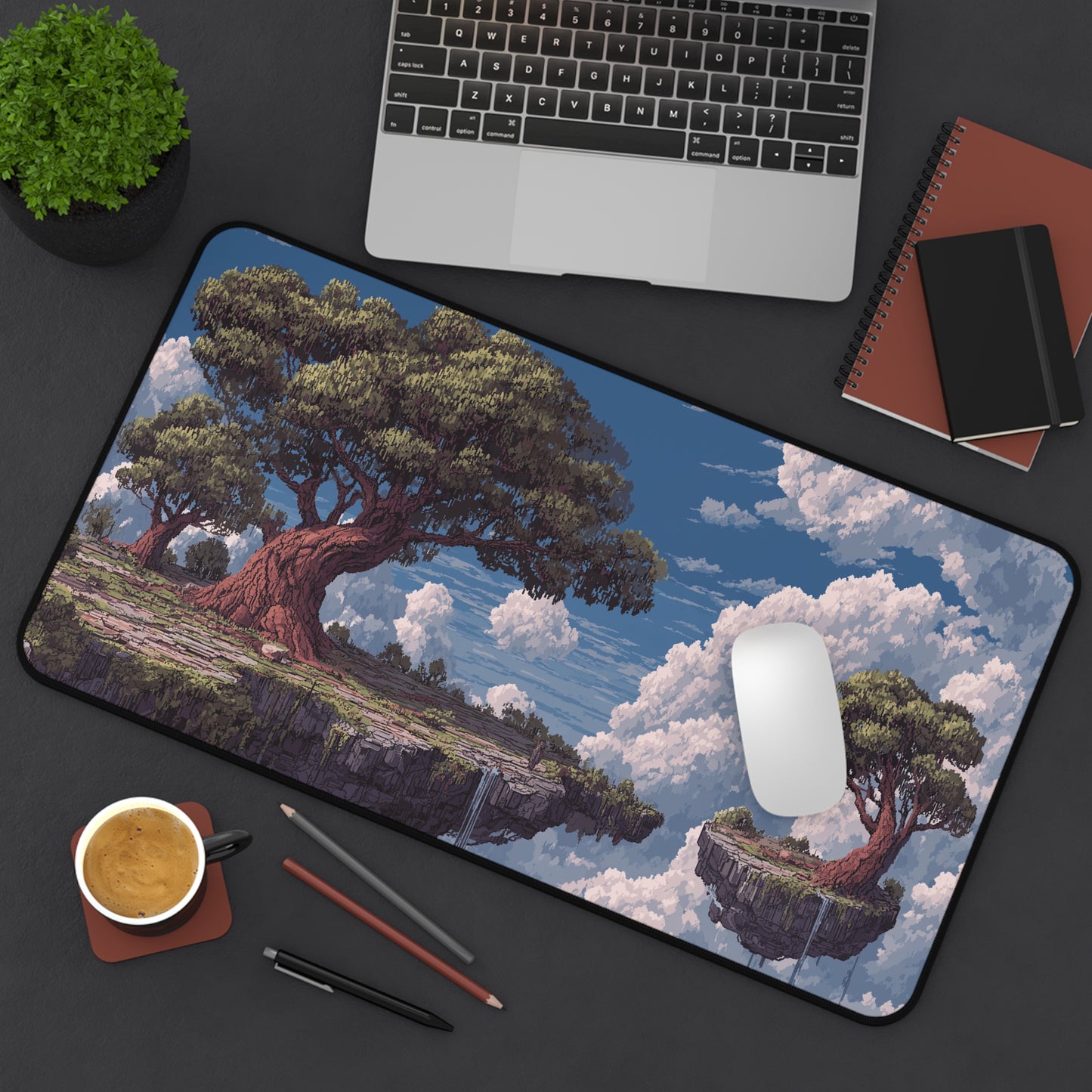 Pixel Art Desk Mat: Fantasy Island Mouse Pad