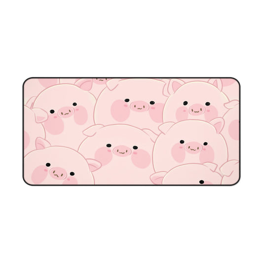 Kawaii Pig Desk Mat, Pink Cartoon Piggy Mouse Pad