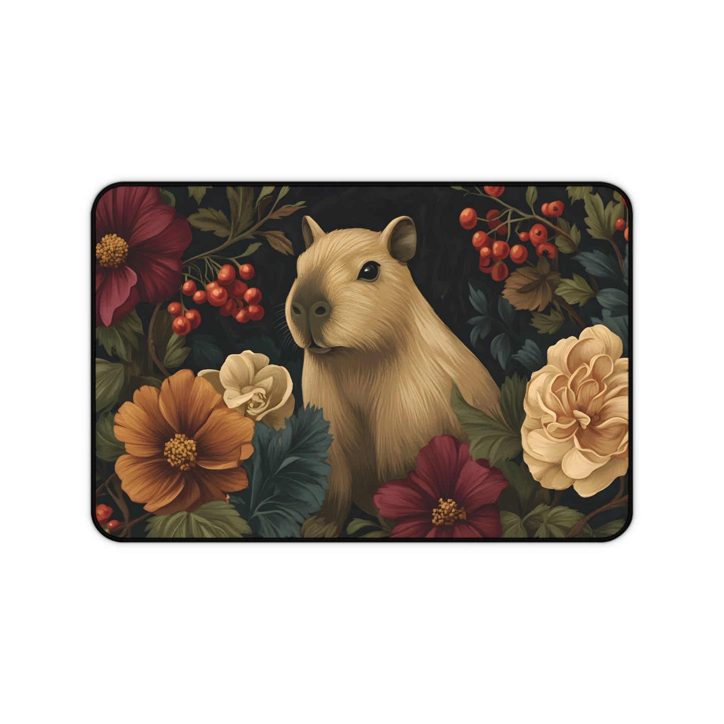 Vintage Capybara Floral Desk Mat