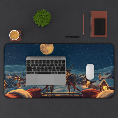 Christmas Night Desk Mat, Snow Holiday Office Decor