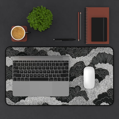Zen Clouds Desk Mat: Black & White Mouse Pad