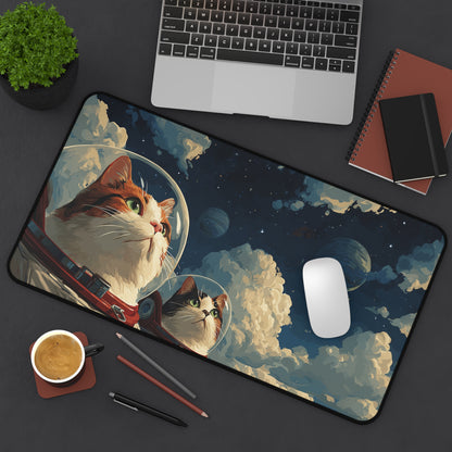 Astronaut Cats Desk Mat, Cat Lover Keyboard Mat