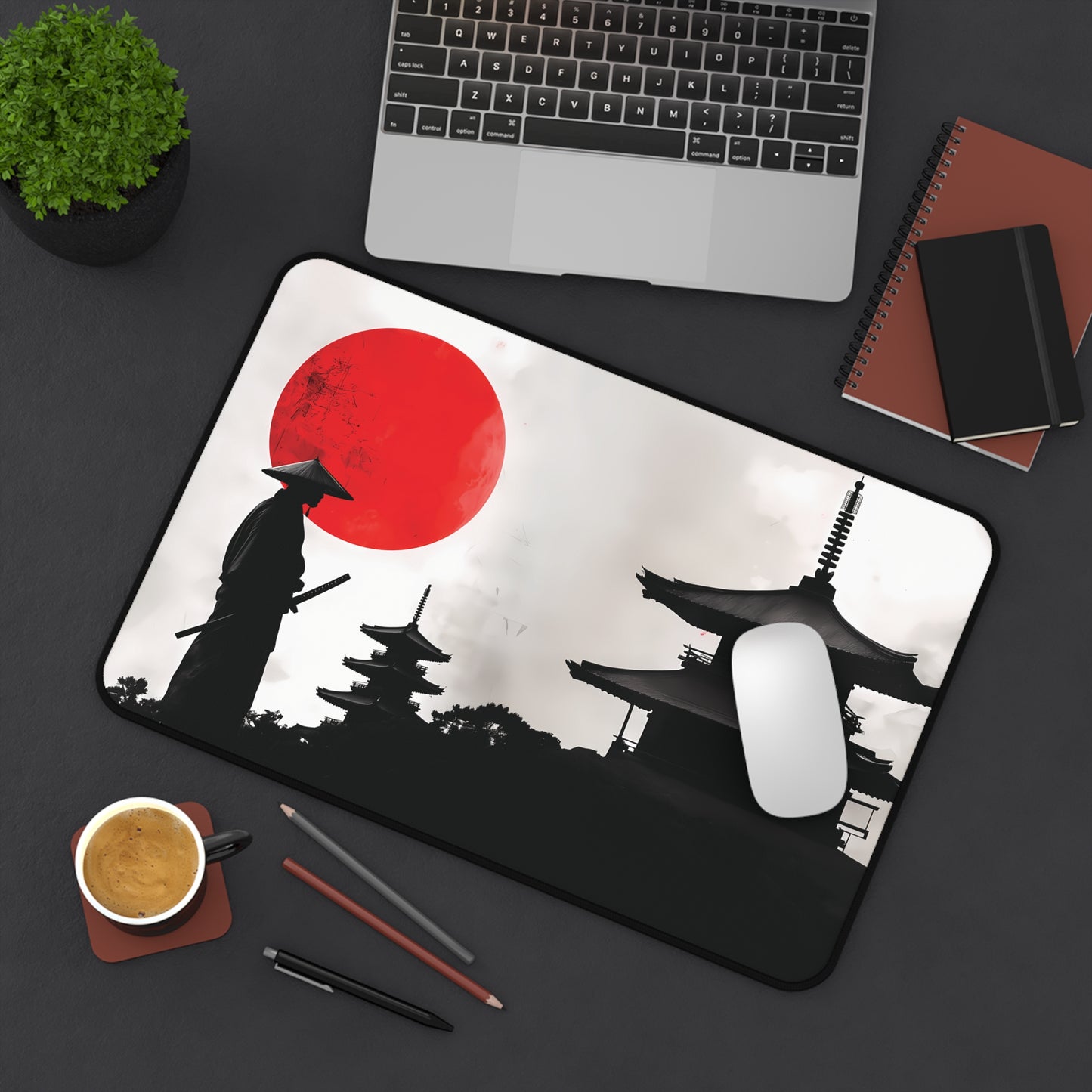 Japanese Gaming Desk Mat, Samurai Anime Large Desk Pad