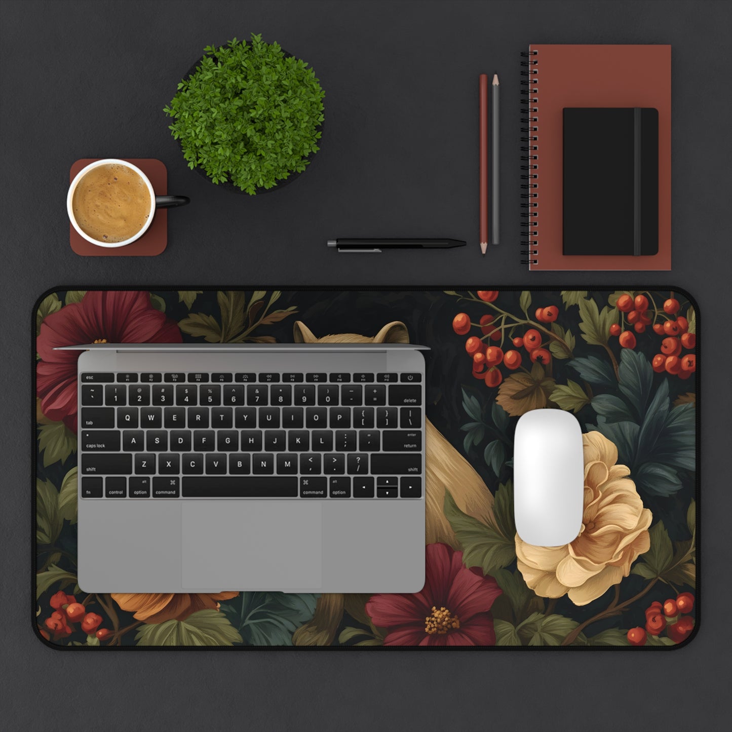 Vintage Capybara Floral Desk Mat