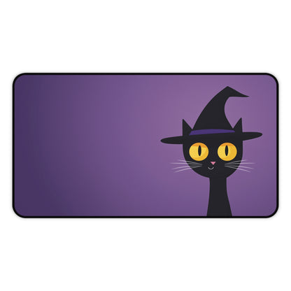 Spooky Cat Desk Mat, Purple Halloween MousePad XL
