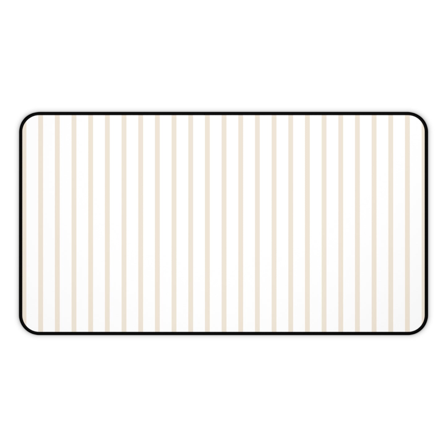 White and Beige Striped Desk Mat for Minimalist Office Decor