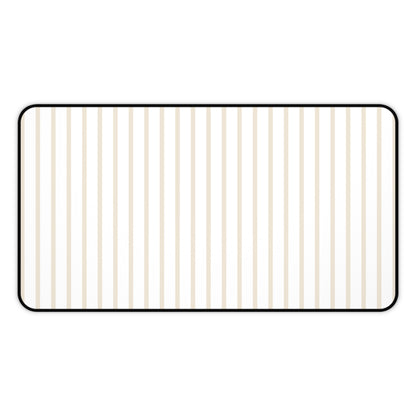 White and Beige Striped Desk Mat for Minimalist Office Decor