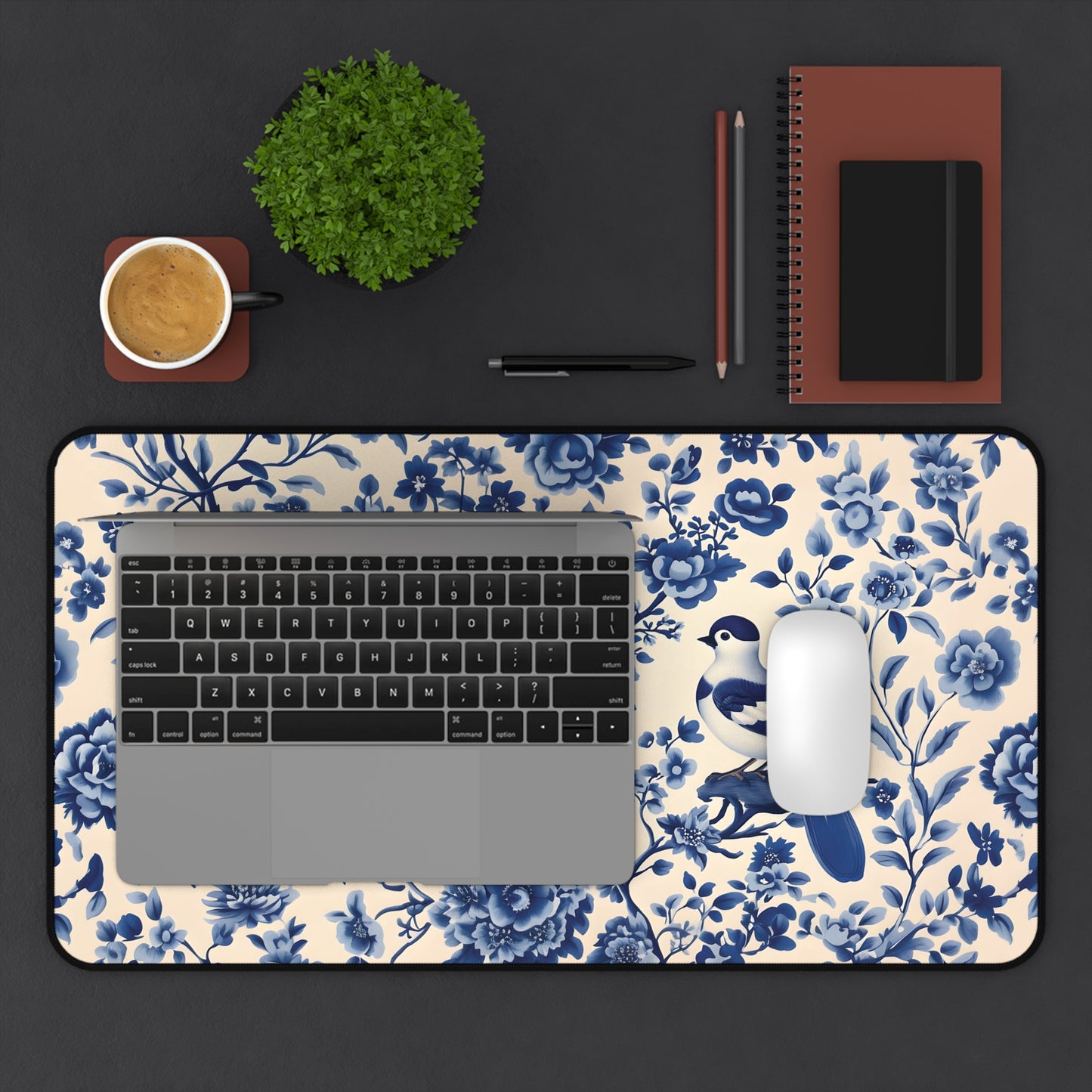 Bird Chinoiserie Desk Mat, Desk Pad & Extra Large Mouse Pad