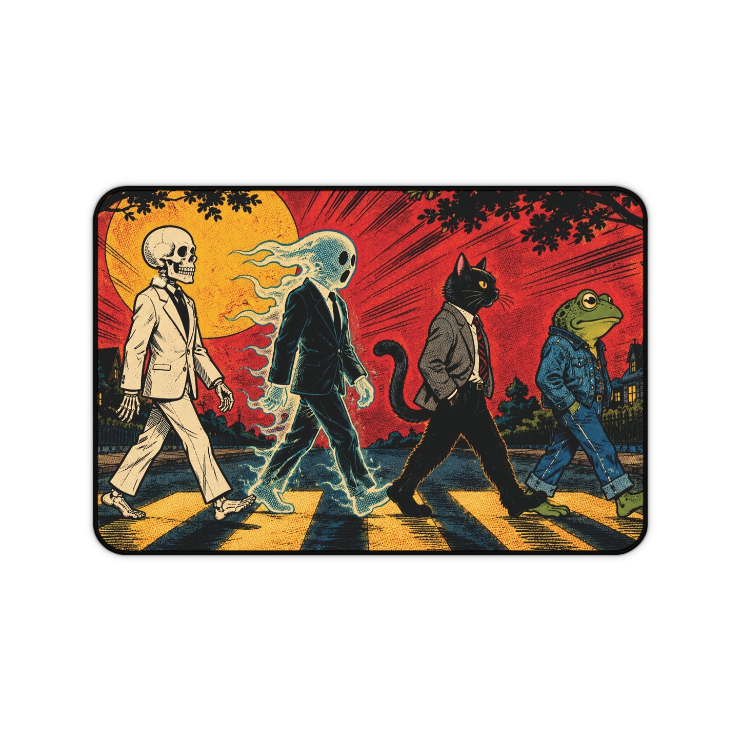 Halloween Monster Crosswalk Desk Mat: Bold Poster Style