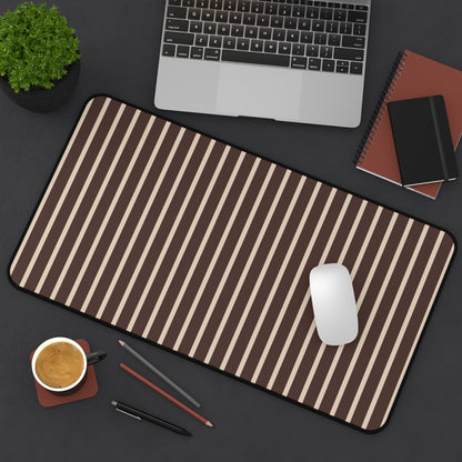 Beige and Brown Stripe Desk Mat
