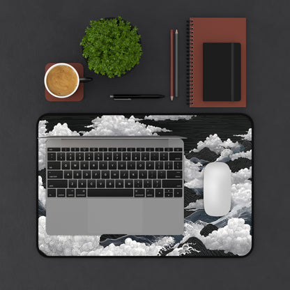 Black & White Mountain Clouds Desk Mat