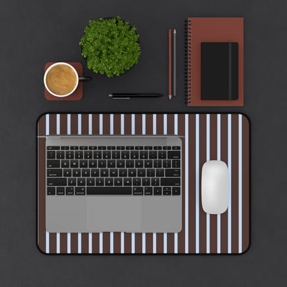 Striped Brown & Blue Desk Mat — Modern Minimalist Mousepad