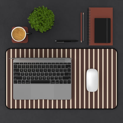 Beige and Brown Stripe Desk Mat
